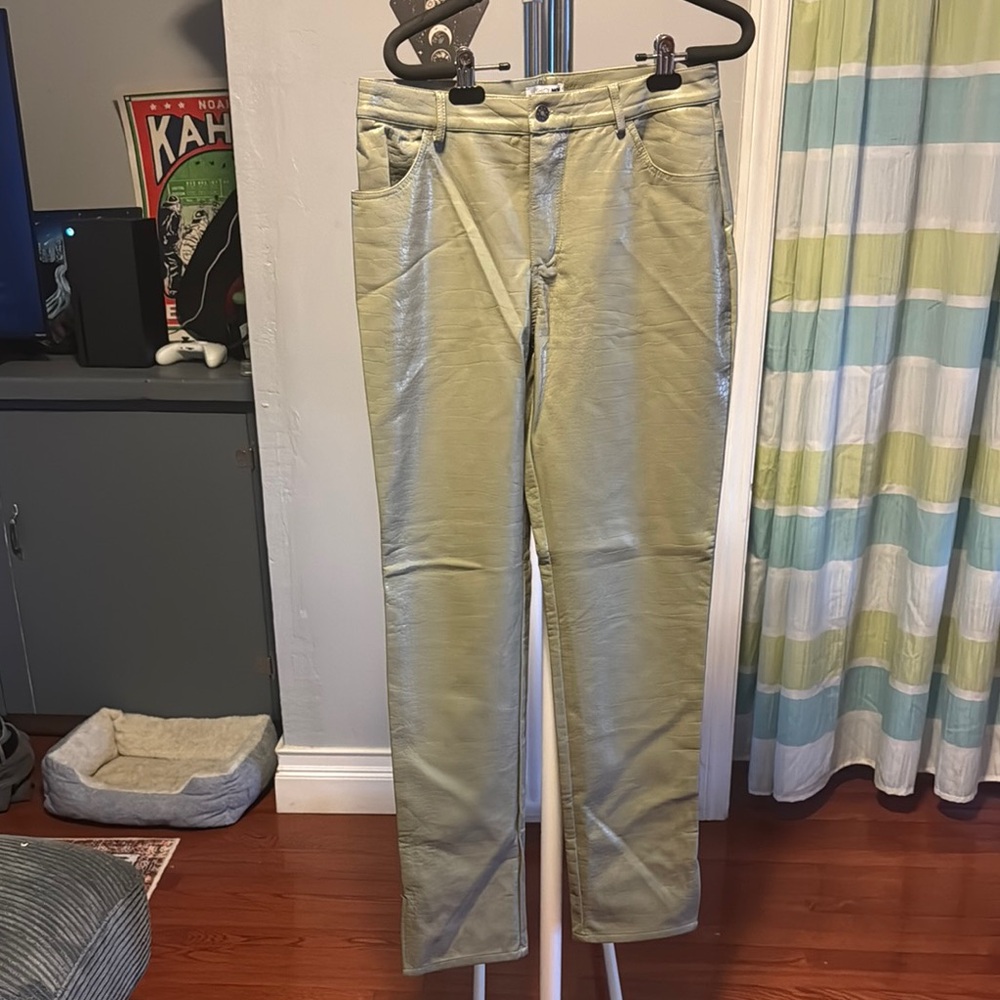 Fashion Nova Sage Textured Trousers